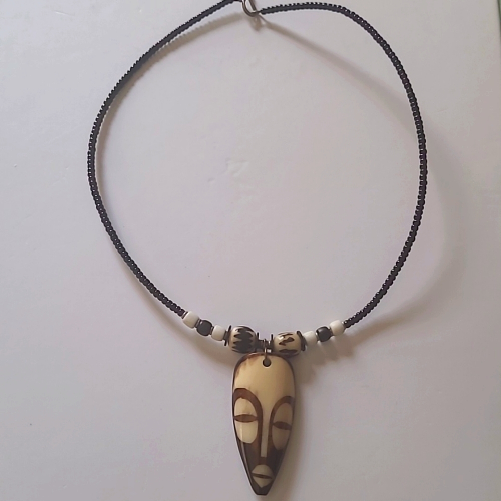 Vintage African Mask pendant necklace